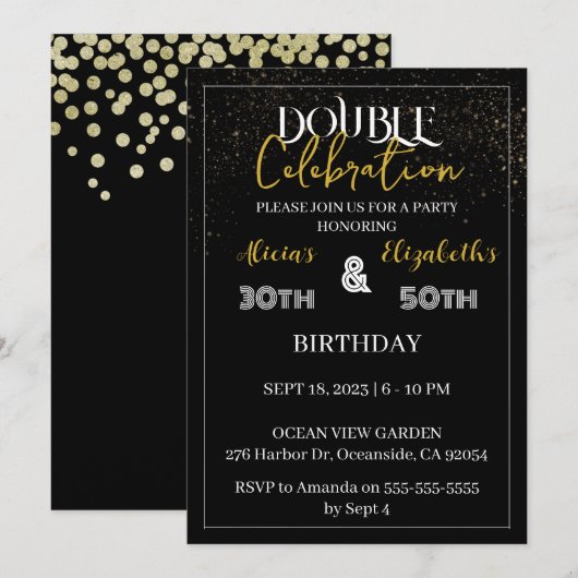 Gezamenlijke Co-verjaardag Gecombineerde Dubbele M Kaart (Voorkant / Achterkant)