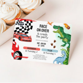 Gezamenlijke Dinosaur & Race Auto's Verjaardagsfee Kaart