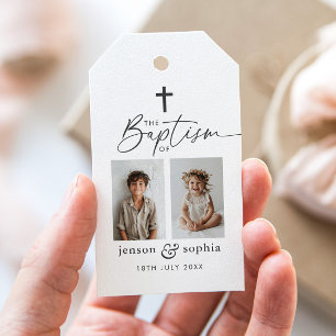 Gezamenlijke Doop 2 Foto Cadeaulabel