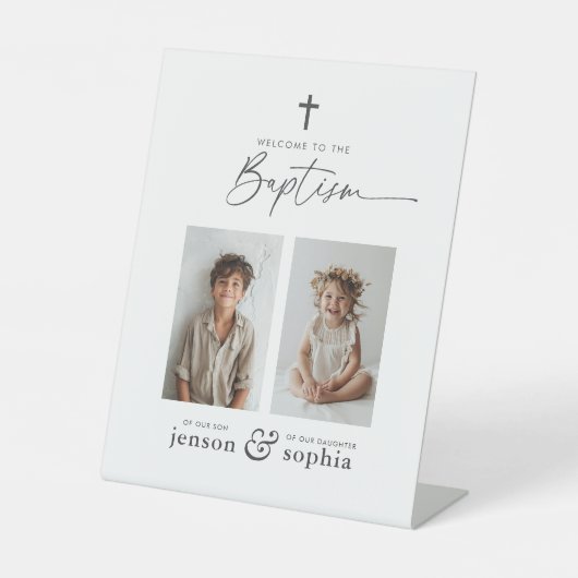 Gezamenlijke doop 2 Foto Welkom Reclamebord Met Voetstuk (Voorkant)