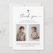 Gezamenlijke doop 2 Foto Welkom Teken Bedankkaart (Voorkant)