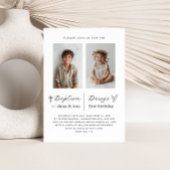 Gezamenlijke doop en 1e verjaardag 2 Fotouitnodigi Kaart