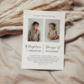 Gezamenlijke doop en 1e verjaardag 2 Fotouitnodigi Kaart