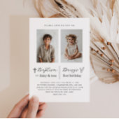 Gezamenlijke doop en 1e verjaardag 2 Fotouitnodigi Kaart