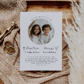 Gezamenlijke doop en 1e verjaardag foto uitnodigin kaart