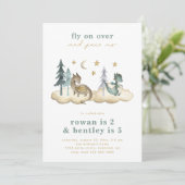 Gezamenlijke Dragons Birthday Invitation | Gezamen Kaart (Staand voorkant)