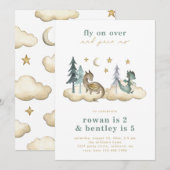 Gezamenlijke Dragons Birthday Invitation | Gezamen Kaart (Voorkant / Achterkant)