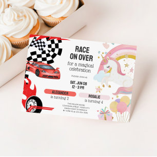 Gezamenlijke Eenhoorn & Raceauto's Verjaardag voor Kaart
