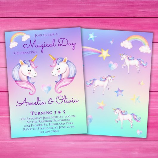 Gezamenlijke eenhoorn zussen tweelingbroers en zus kaart