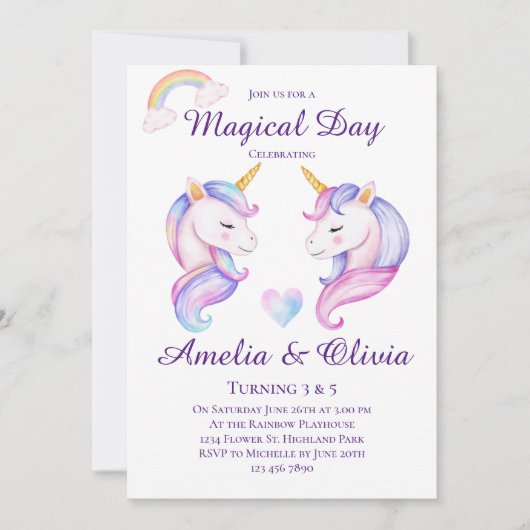 Gezamenlijke Eenhoorn Zusters Dubbele Zussen Verja Kaart (Voorkant)