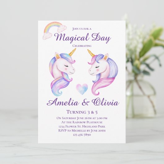 Gezamenlijke Eenhoorn Zusters Dubbele Zussen Verja Kaart (Staand voorkant)