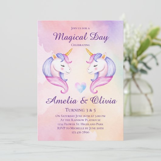 Gezamenlijke Eenhoorn Zusters Dubbele Zussen Verja Kaart (Staand voorkant)