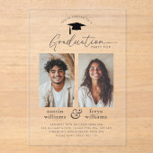 Gezamenlijke Graduation Party 2 foto-uitnodiging Acryl Uitnodigingen (Voorkant)