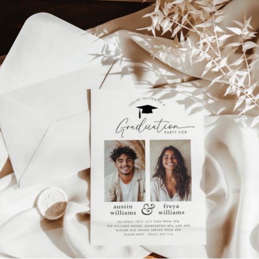 Gezamenlijke Graduation Party 2 foto-uitnodiging Kaart