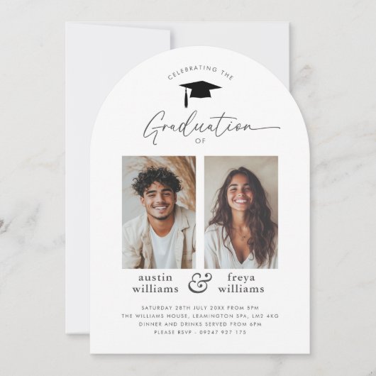 Gezamenlijke Graduation Party 2 Photo Arch Uitnodi Kaart (Voorkant)