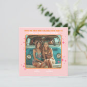 Gezamenlijke Hippie Foto Graduation Party 2 persoo Kaart (Staand voorkant)