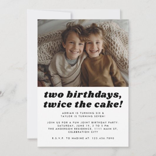 Gezamenlijke Kinder broers en zussen Verjaardagsfe Kaart (Voorkant)