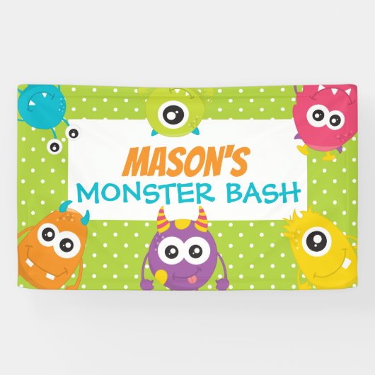 Gezamenlijke Monster Bash Verjaardagsfeestbord Spandoek (Horizontaal)