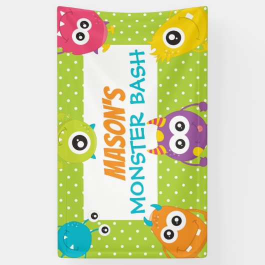 Gezamenlijke Monster Bash Verjaardagsfeestbord Spandoek (Verticaal)