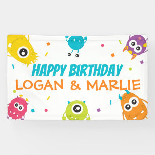 Gezamenlijke monster verjaardagsfeest bord spandoek