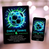 Gezamenlijke Neon Voetbal Verjaardag Uitnodiging J