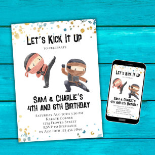 Gezamenlijke Ninja broers en zussen Dual verjaarda Kaart