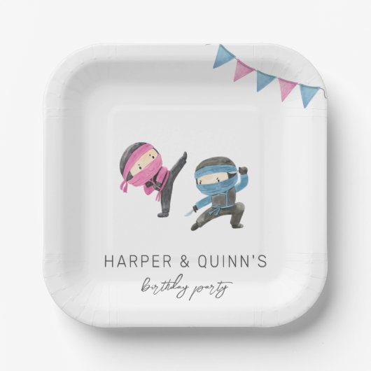 Gezamenlijke Ninja Party Paper Borden Papieren Bordje (Voorkant)
