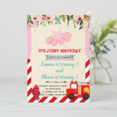 Gezamenlijke partij Tutu en Firetruck Kaart (Staand voorkant)