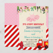 Gezamenlijke partij Tutu en Firetruck Kaart (Voorkant / Achterkant)