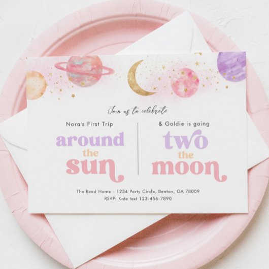 Gezamenlijke ruimte 1e & 2e verjaardag uitnodiging