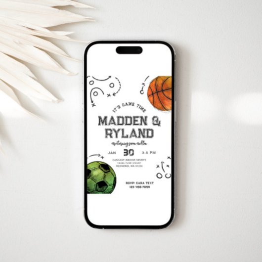 Gezamenlijke sportverjaardagsuitnodiging kaart