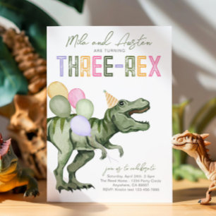 Gezamenlijke Three-Rex Dinosaur Verjaardag Uitnodi Kaart