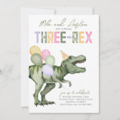 Gezamenlijke Three-Rex Dinosaur Verjaardag Uitnodi Kaart (Voorkant)