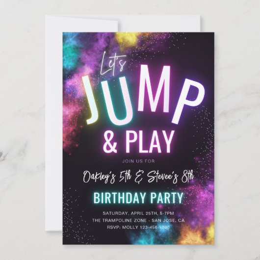 Gezamenlijke Trampoline Party uitnodiging (Voorkant)