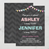 Gezamenlijke tweeledige uitnodiging voor verjaarda (Voorkant / Achterkant)