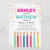 Gezamenlijke tweeledige uitnodiging voor verjaarda (Voorkant / Achterkant)