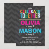 Gezamenlijke tweeledige verjaardagsuitnodiging Boy Kaart (Voorkant / Achterkant)