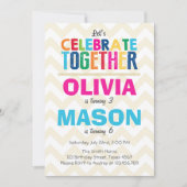 Gezamenlijke tweeledige verjaardagsuitnodiging kaart (Voorkant)