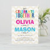 Gezamenlijke tweeledige verjaardagsuitnodiging kaart (Staand voorkant)