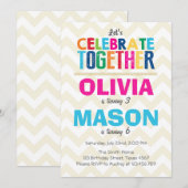 Gezamenlijke tweeledige verjaardagsuitnodiging kaart (Voorkant / Achterkant)