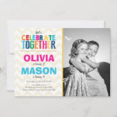 Gezamenlijke tweeledige verjaardagsuitnodiging kaart (Voorkant)