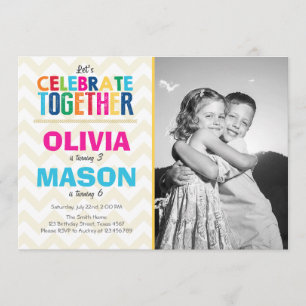 Gezamenlijke tweeledige verjaardagsuitnodiging kaart