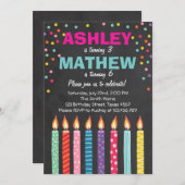 Gezamenlijke tweeling verjaardag uitnodiging Twins (Voorkant / Achterkant)