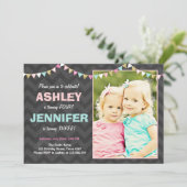 Gezamenlijke tweeling verjaardag uitnodiging Twins (Staand voorkant)