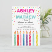 Gezamenlijke tweeling verjaardag uitnodiging Twins (Staand voorkant)