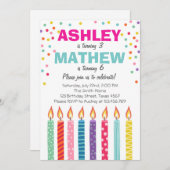 Gezamenlijke tweeling verjaardag uitnodiging Twins (Voorkant / Achterkant)