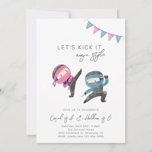 Gezamenlijke uitnodiging Ninja Birthday | Versieri (Voorkant)