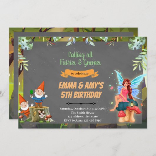 Gezamenlijke uitnodiging van de Fairy and gnome (Voorkant / Achterkant)