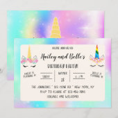 Gezamenlijke uitnodiging van Unicorn Birthday (Voorkant / Achterkant)