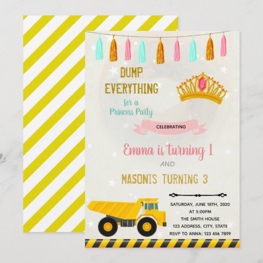 Gezamenlijke uitnodiging voor de bouw en prinses (Voorkant / Achterkant)